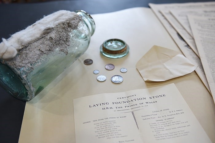  Contents of the time capsule include coins, newspapers and mementoes from Prince Edward’s visit in 1919. Photo Dan Toulgoet