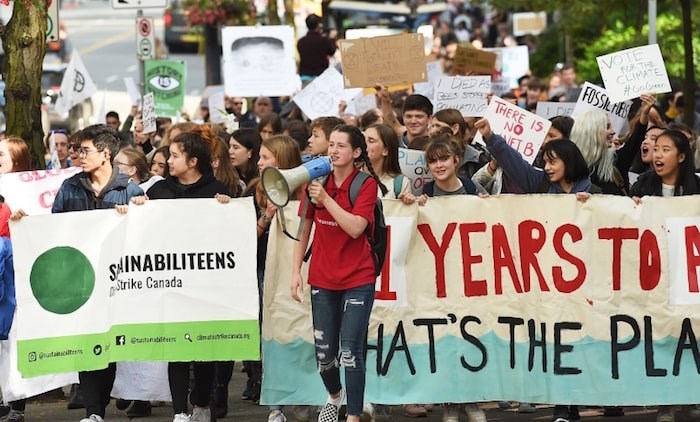  Last week, students staged a “climate strike” in Vancouver, with more planned for Sept. 27. Photo Dan Toulgoet