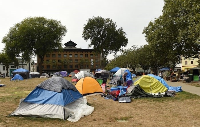  The encampment at Oppenheimer Park continues as politicians have yet to reach a common decision on addressing the growing number of homeless in the park. Photo Dan Toulgoet