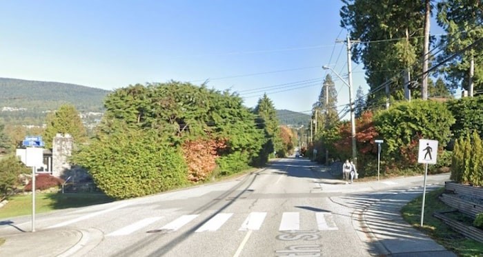  The intersection of 11th Street and Gordon Avenue in West Vancouver was the sit of a crash between a cyclist and a driver Tuesday. Google Street View