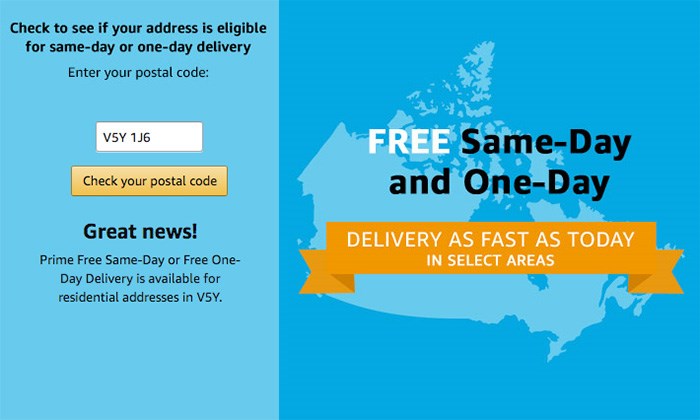  Amazon offer FREE same-day, next-day and two-day delivery for millions of items listed on their online marketplace. Screengrab