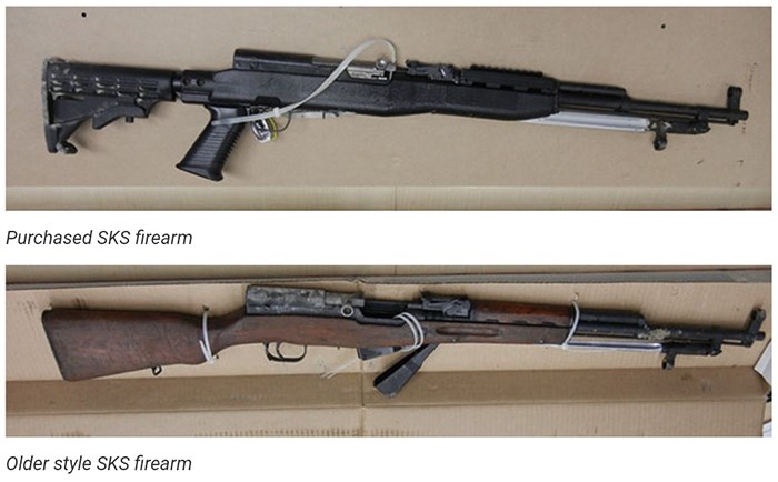  Two SKS model rifles used by the killers. Photos RCMP