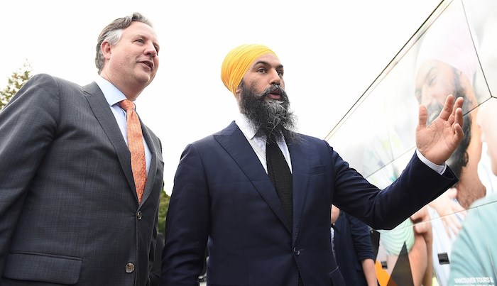  NDP leader Jagmeet Singh met with Mayor Kennedy Stewart at city hall in September. Photo Dan Toulgoet