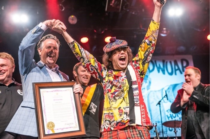  Mayor Kennedy Stewart showed up at the Commodore to proclaim Sept. 29, 2019 as “Nardwuar Day” in Vancouver. Photo Jennifer Van Houten