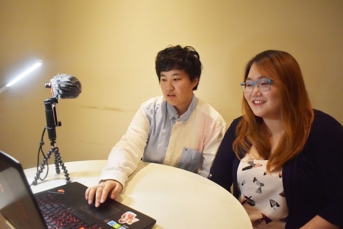  Zoe Wong and Vivian Li always spend long hours editing their videos everyday. Photo by Nono Shen/Richmond News