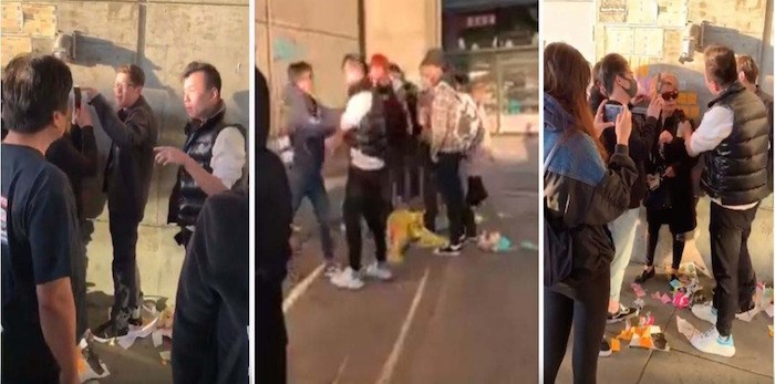  Pro-China supporters clashed with Pro-Hong Kong supporters underneath the Aberdeen Canada Line station on Tuesday afternoon. Screenshots.