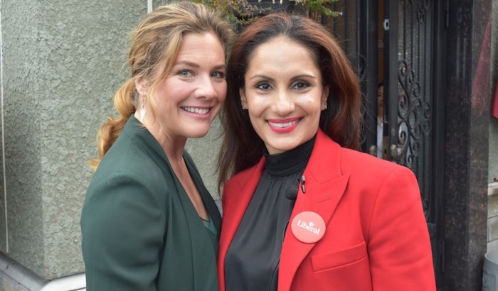  Sophie Grégoire Trudeau, the wife of Prime Minister Justin Trudeau, and Neelam Brar, Burnaby South Liberal candidate, spoke to the NOW Tuesday about women in leadership. Photo by Kelvin Gawley/Burnaby NOW