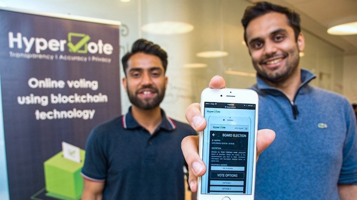 Developers at Vancouver-based startup HyperVote display a platform that uses blockchain to secure online voting. Photo by Chung Chow/Business In Vancouver