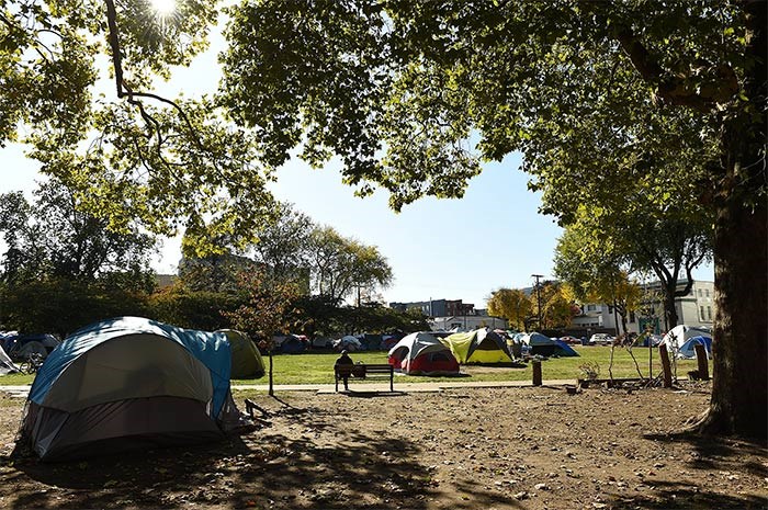  It's now been one year since the encampment began at Oppenheimer Park, according to the City of Vancouver. Photo Dan Toulgoet