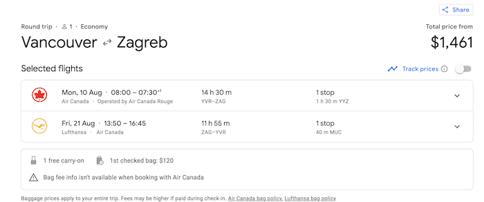  Photo: Google Flights