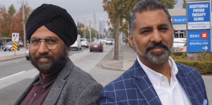  Lawyers Amandeep Singh, left, and Justin Thind of Singh Thind and Associates are NDP and Liberal supporters, respectively. Their parties fare well in Surrey’s more urban ridings