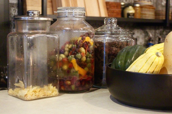  Large jars of olives and other ingredients at the bar. Photo by Lindsay William-Ross/Vancouver Is Awesome