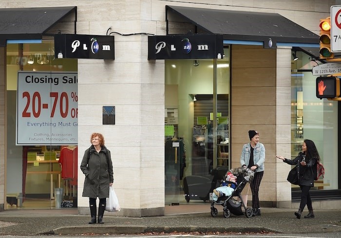  Numerous businesses along Granville Street are closing, including clothing store Plum, which had been in the area for 20 years. Photo by Dan Toulgoet