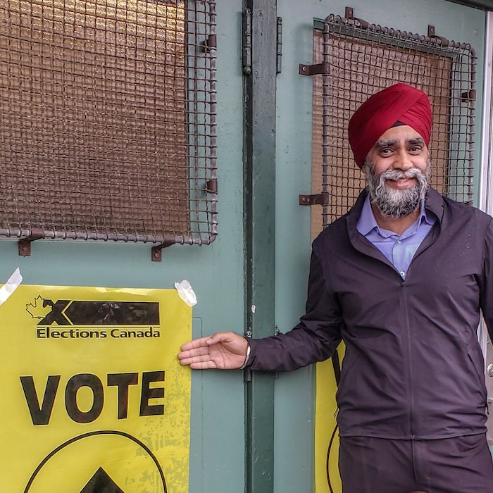  Liberal Harjit Sajjan tweeted a photo of himself voting on Oct. 21, 2019. He has been re-elected in his riding of Vancouver South. Photo: 