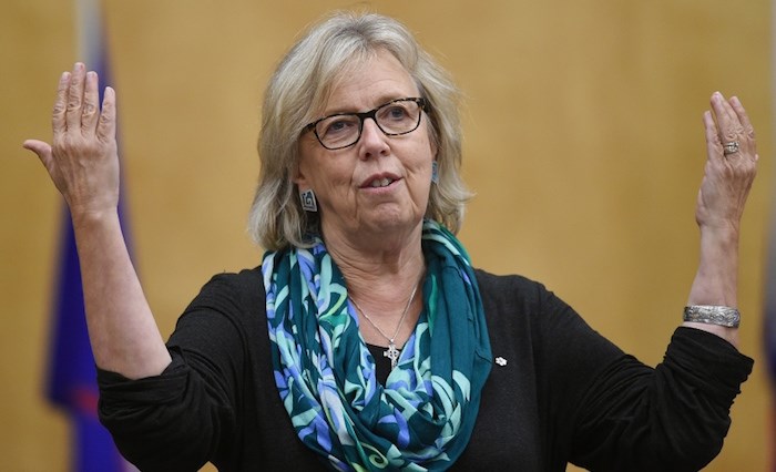  Elizabeth May announced Monday she is stepping down as the leader of Canada's Green party. File photo Dan Toulgoet