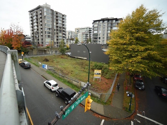  This empty lot at West Seventh Avenue and Fir Street could be home to Vancouver's first residential building with rehearsal spaces in it. Photo by Dan Toulgoet/Vancouver Courier