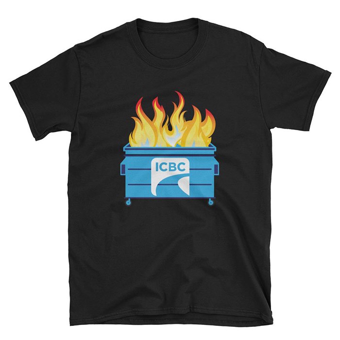  Our ICBC parody t-shirt has been discontinued. Photo Bob Kronbauer