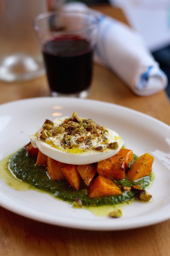  Burrata with roasted squash, pesto, and pistachios. Photo by Lindsay William-Ross/Vancouver Is Awesome