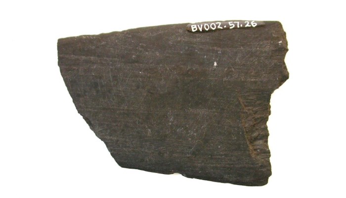  This stone knife, likely used to cut and prepare fish for drying racks, is thousands of years old. It was found near the current site of Burnaby Village Museum. The Deer Lake area was once an important fishing site for hən̓q̓əmin̓əm̓ and Sḵwxw̱ ú7mesh people. - Burnaby Village Museum