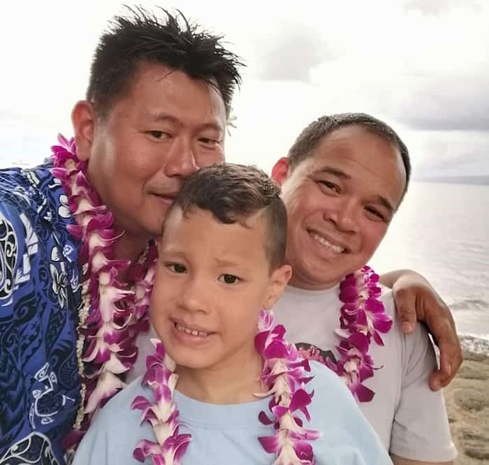  Vince, Eric and their son Jamestin live in New Westminster. Photo: Vince and Eric.