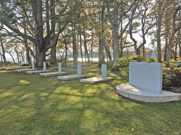  A memorial for 21 men buried on the grounds of Metchosin's William Head prison was unveiled Thursday. They were among 85,000 Chinese labourers who passed through on their way to the First World War. Photo via Dominique Boulais/Commonwealth War Graves Commission