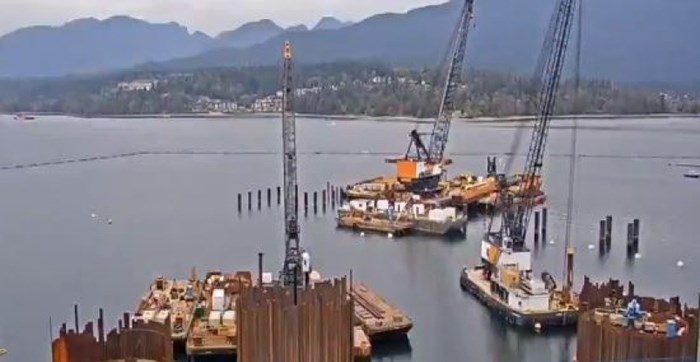  On-water work at the Westridge Marine Terminal in Burnaby. Screengrab/Trans Mountain