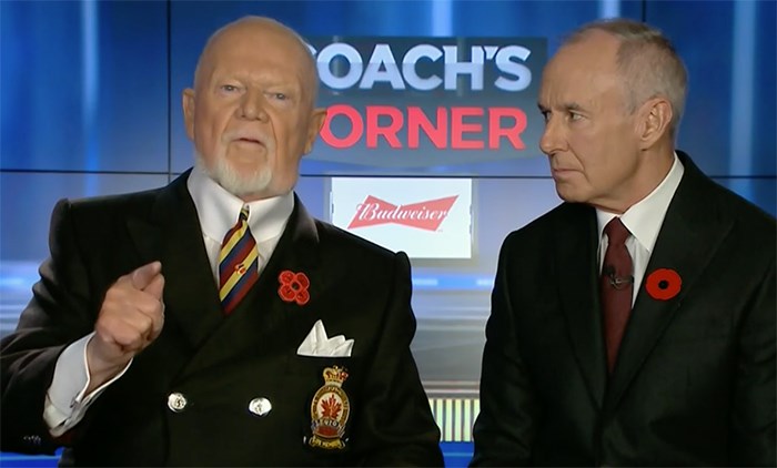  Don Cherry wags his finger at immigrants on Hockey Night in Canada. Screengrab