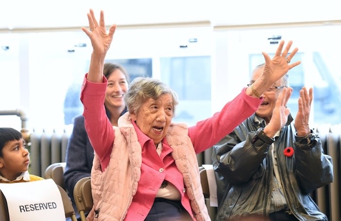  Ritsu Saimoto, 86, was a grade one student at the Vancouver Japanese Language School in 1940. She returned to the school Wednesday to celebrate its National Historic Site designation by Parks Canada. Photo by Dan Toulgoet/Vancouver Courier