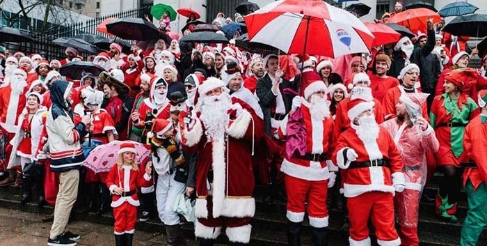  Vancouverites are invited to bust out their best fur-trimmed red tracksuit for SantaCon. Photo: SantaCon