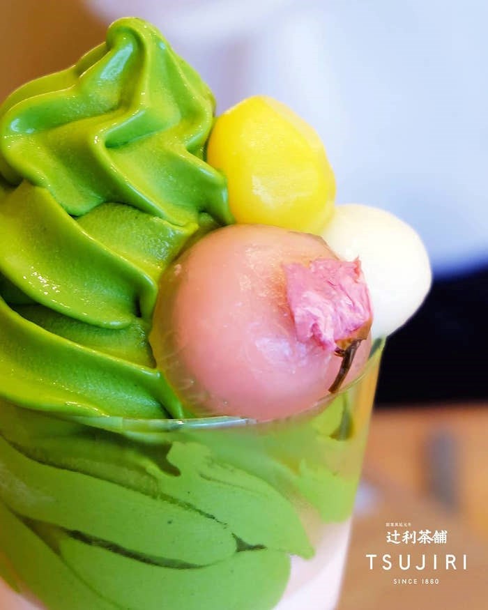  Matcha soft serve parfaits at Tsujiri. 