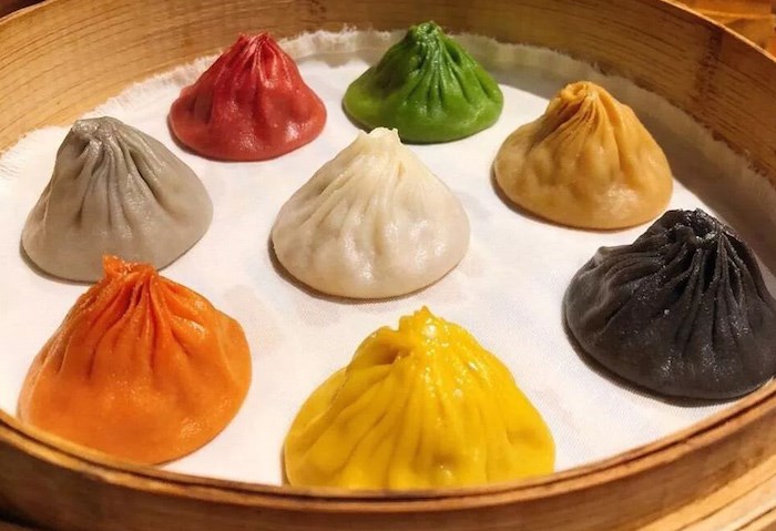  Rainbow soup dumplings from Jingle Bao in Vancouver's West End. Photo via Jingle Bao