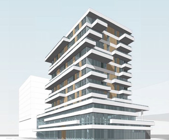  The development proposal is for a site at 8655 Granville St.. Rendering GBL Architects