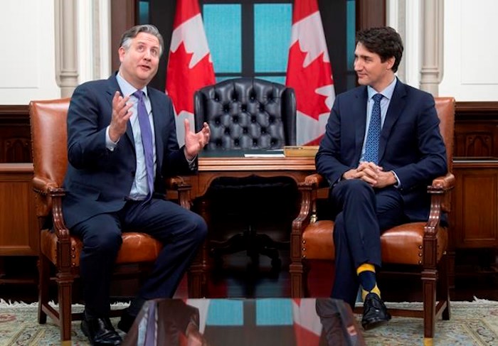  Prime Minister Justin Trudeau meets with the Mayor of Vancouver, Kennedy Stewart in his office on Parliament hill in Ottawa on Thursday November 21, 2019. THE CANADIAN PRESS/Adrian Wyld