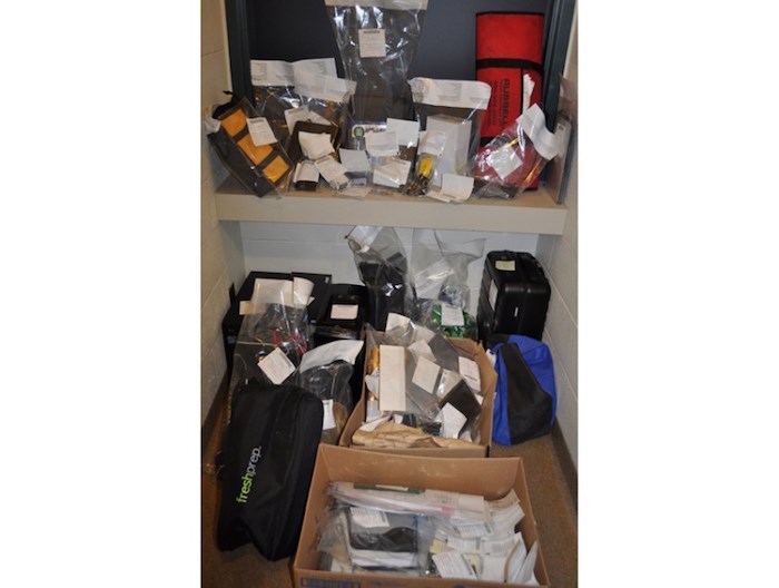  Some of the property police believed was stolen, recovered from a Surrey home after police carried out a search last year. Cody Justin Parent, 27, who stole mail from three apartment buildings as well as vehicles in North Vancouver, was handed a three-year sentence by B.C. Supreme Court recently. Photo courtesy RCMP