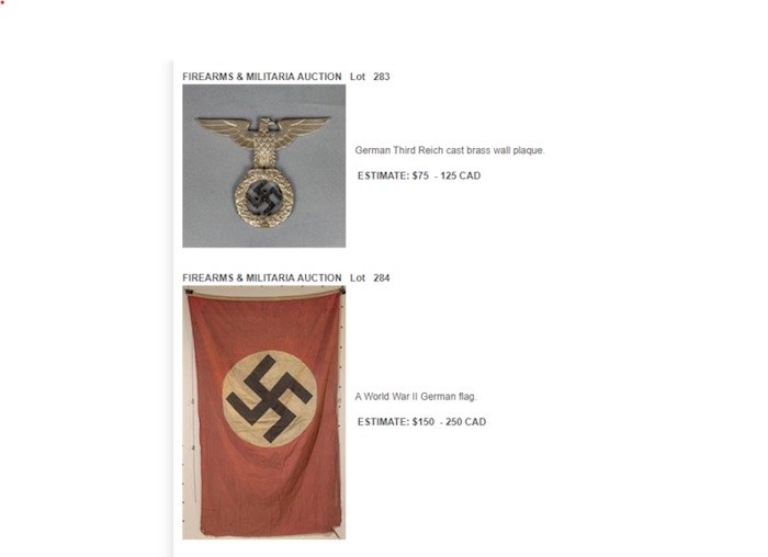  These Nazi memorabilia items were listed on the online catalogue on auction at Maynards this weekend.