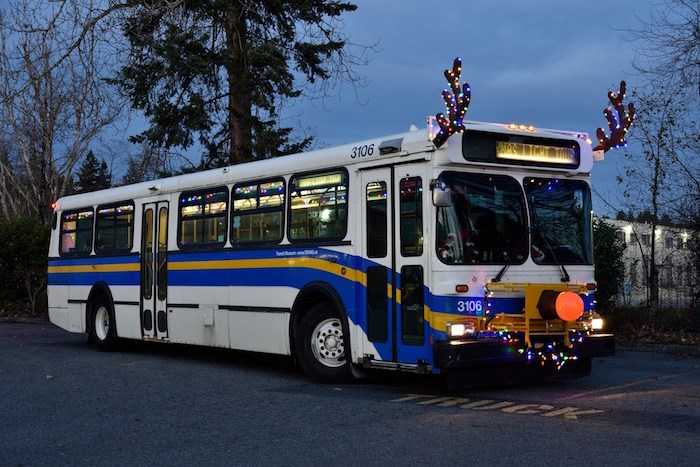  This year's TRAMS Christmas Lights Tour will be in Surrey, on this New Flyer from 1991 decked out like Rudolph. Photo: 