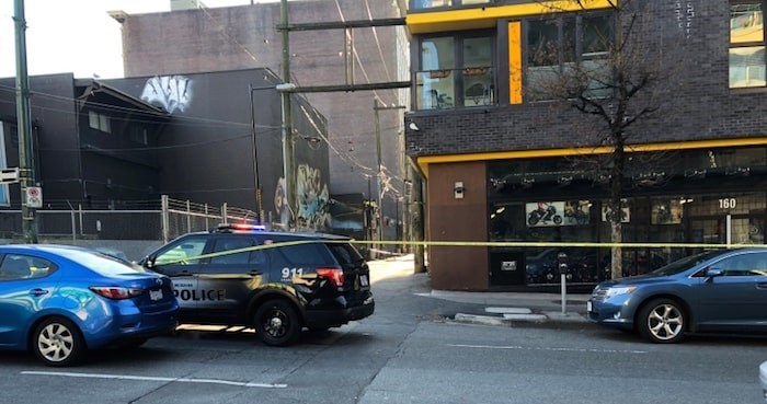  A coffee shop near Cordova and Main streets was behind police tape as of early Thursday afternoon. Photo by Dustin Godfrey