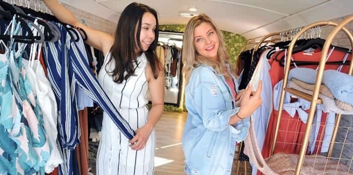  Former Capilano University classmates and current mobile clothing boutique entrepreneurs Zofia Rodriguez and April Robb can now operate out of both Lonsdale Quay and 92 Lonsdale Ave. Photo: Paul McGrath / North Shore News