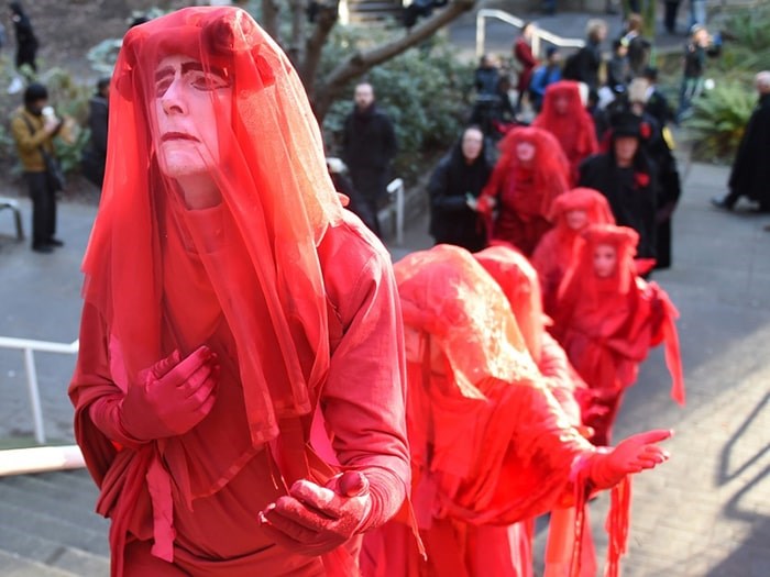  Extinction Rebellion Vancouver staged a funeral procession and wake for the planet downtown Friday afternoon. Photo Dan Toulgoet