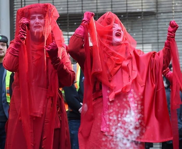  Extinction Rebellion Vancouver staged a funeral procession and wake for the planet downtown Friday afternoon. Photo Dan Toulgoet