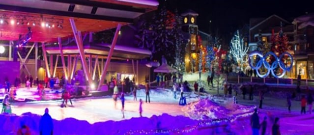  The outdoor skating rink at Whistler Olympic Plaza is an inspiring place to ice skate outdoors with your family and friends. Photo: Resort Municipality of Whistler