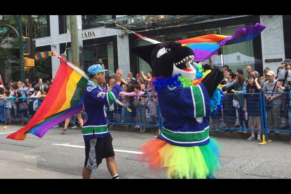Fin and Emerson Etem at Vancouver Pride Parade 2016