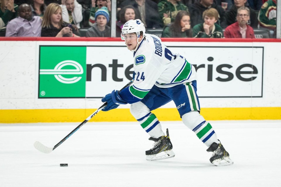 Reid Boucher skates up the wing for the Canucks