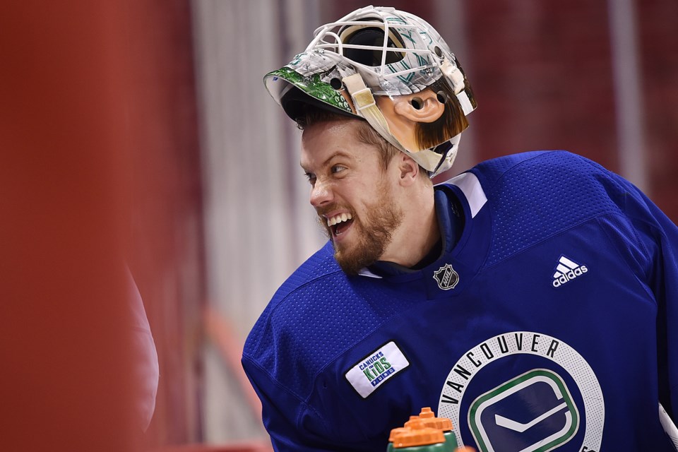 Jacob Markstrom at Canucks practice