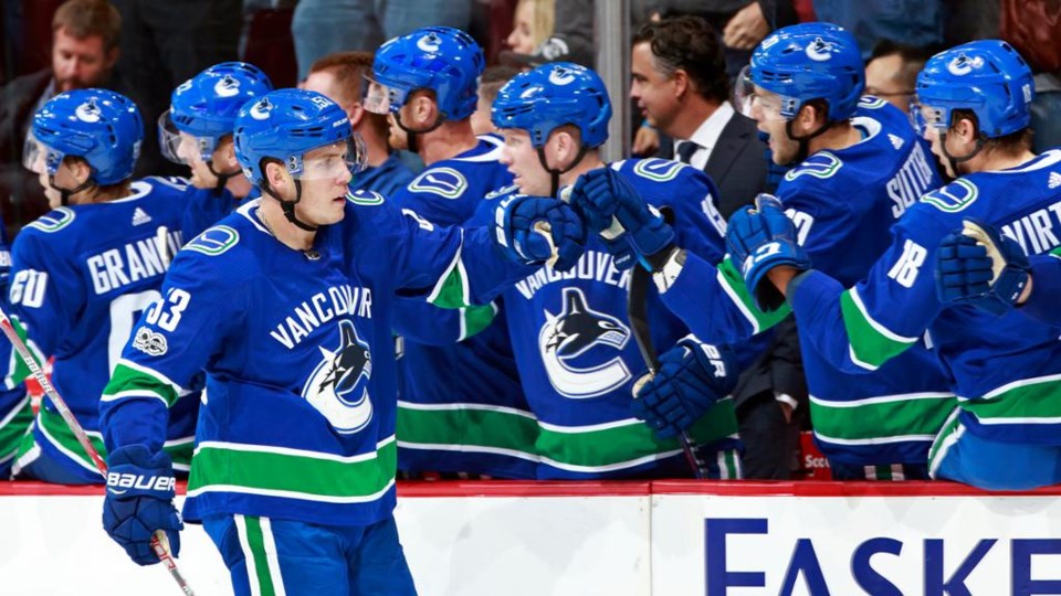 Bo Horvat celebrates a goal