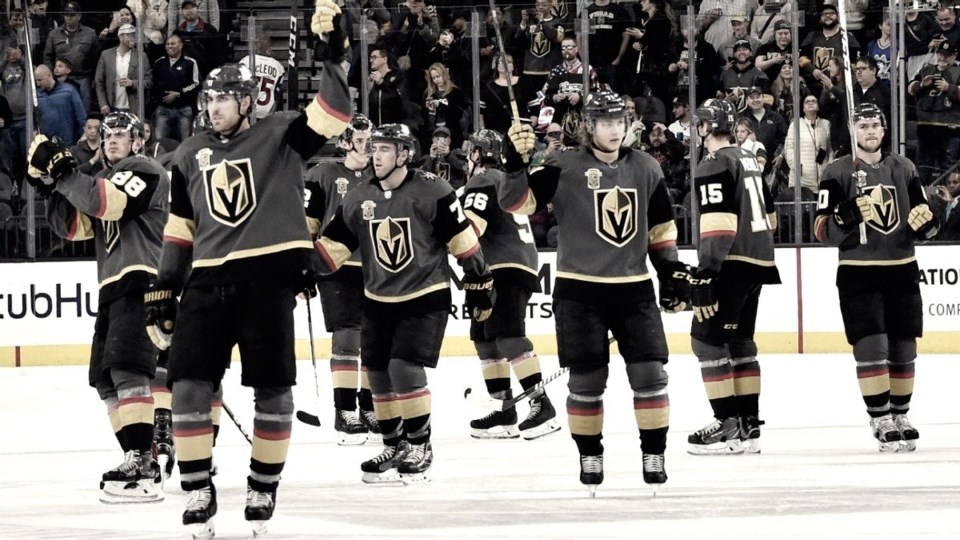 Vegas Golden Knights salute their fans.