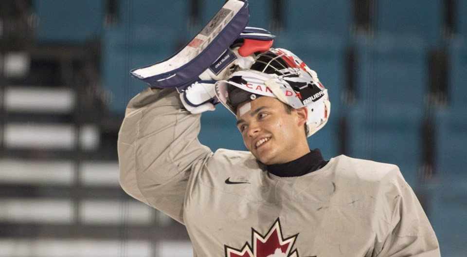 Mikey DiPietro in practice with Team Canada