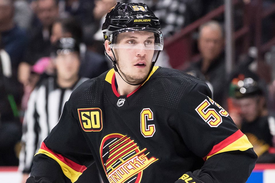 Bo horvat wearing the flying skate jersey for the 鶹ýӳCanucks.