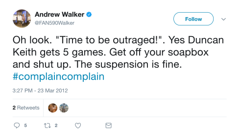 Andrew Walker thinks Keith's suspension was fine