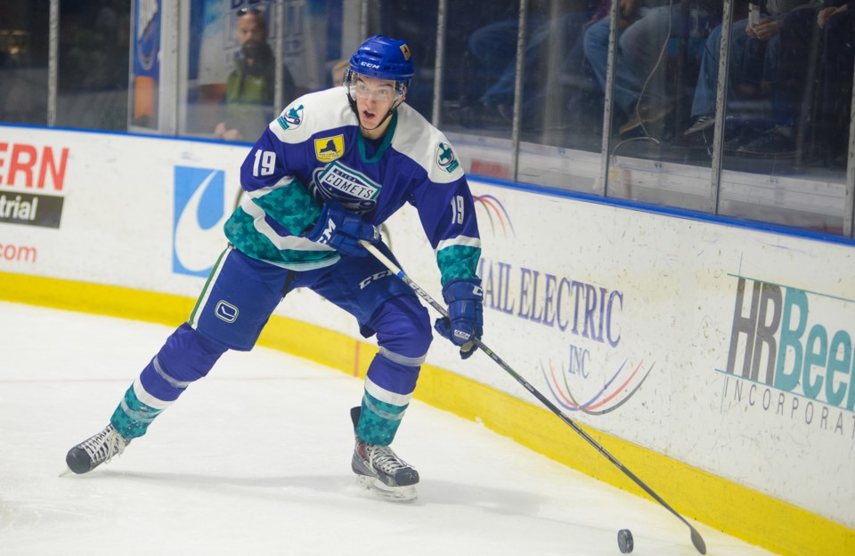 Joseph Labate skates with the Utica Comets.